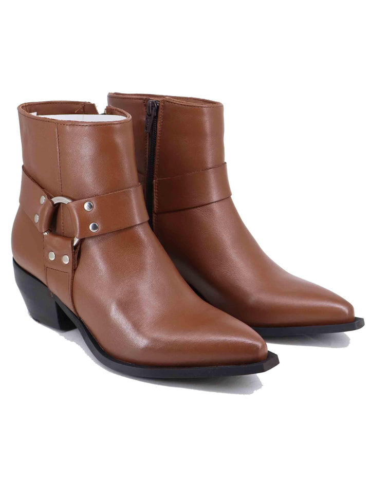 Texani donna in pelle cuoio con borchie argento ELENA 50 014 Spatarella 