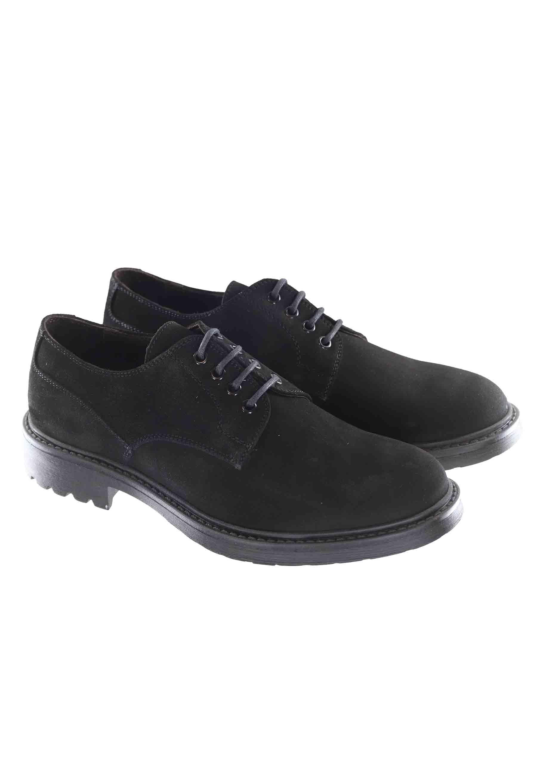 Stringate uomo in camoscio ingrassato nero con suola in gomma SP953 001 Spatarella 