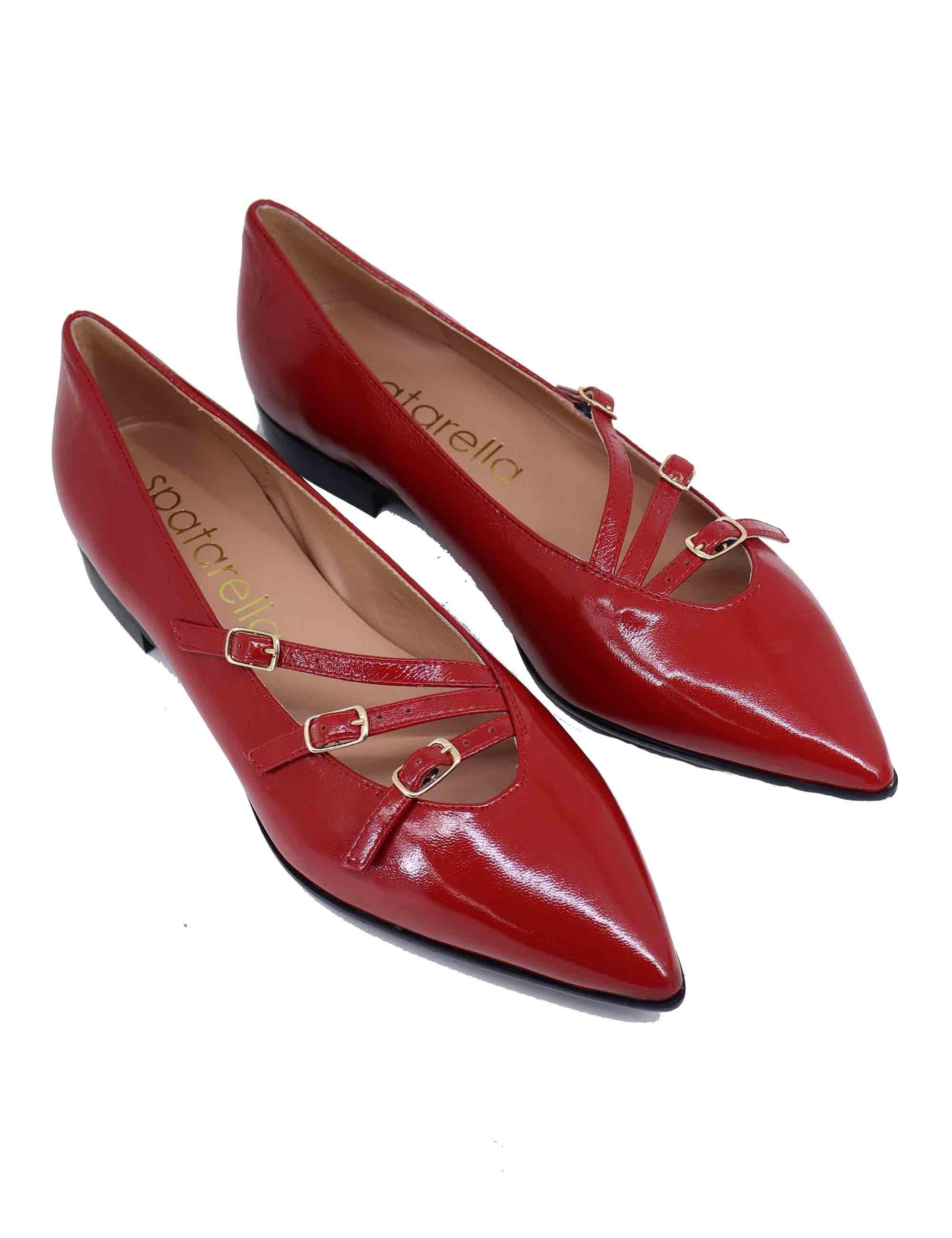 Ballerine donna in pelle rossa con doppio cinturino SPY9216-M 022 Spatarella 