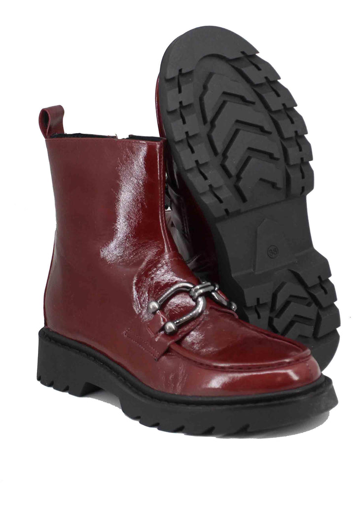 Stivaletti donna in vernice bordeaux con suola carrarmato BG0302 018 Bruno Premi 