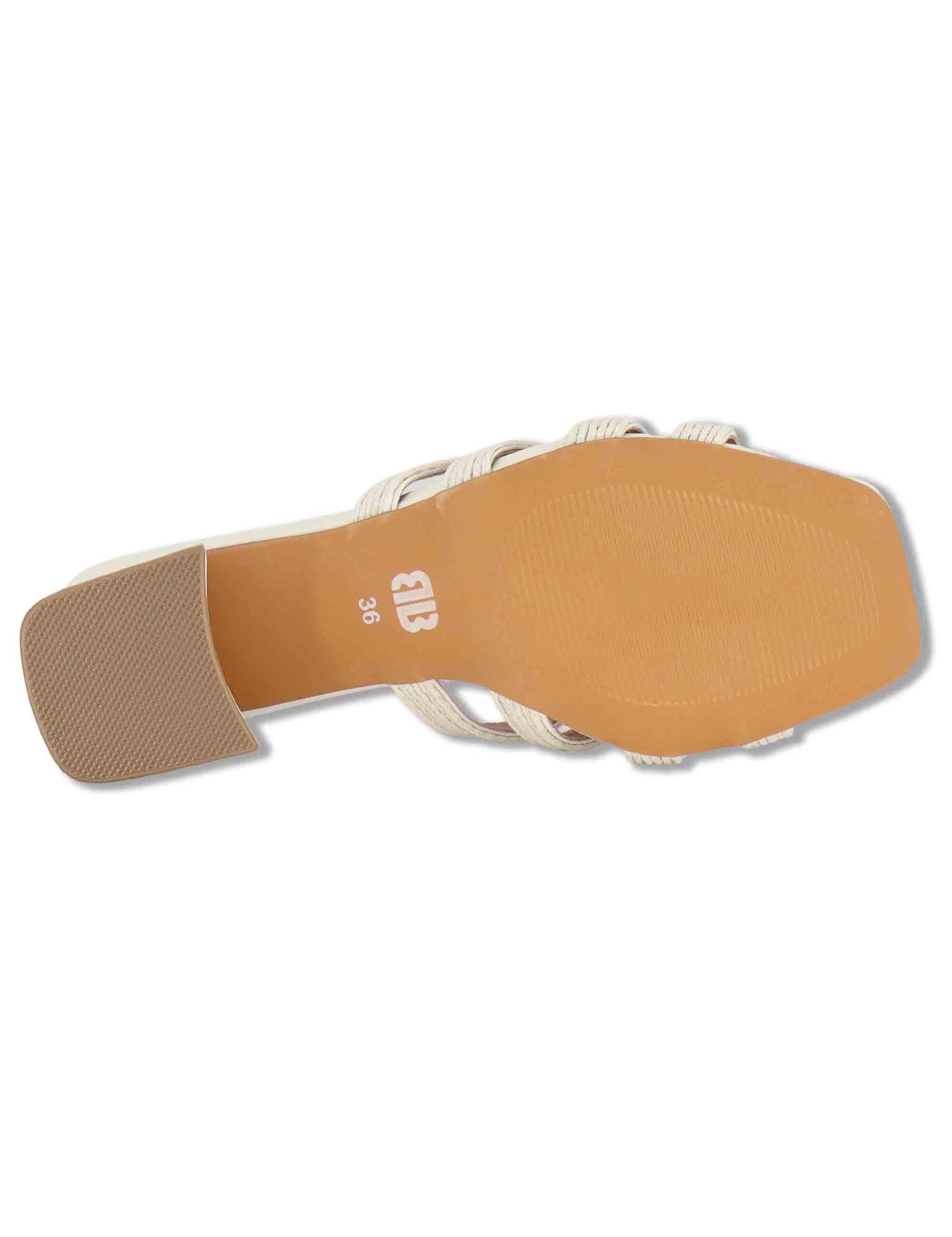 Sandali scalzati donna in pelle e tessuto off white con tacco alto Aran 878Z94HG 02-OFF WHT Bibi Lou 