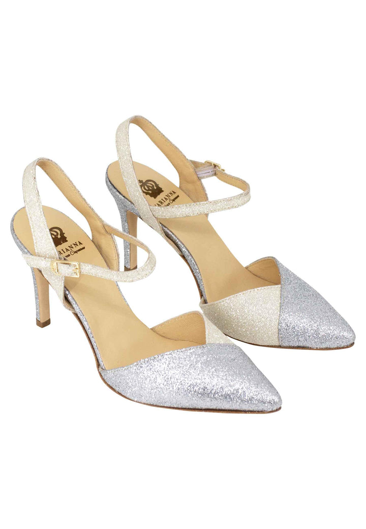 Sandali donna in glitter argento con cinturino alla caviglia DE1542 612 L'Arianna 