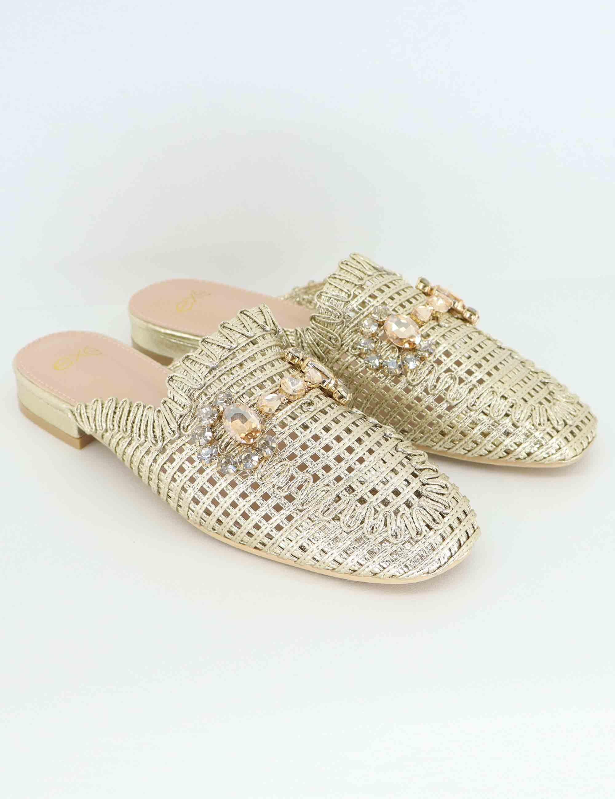 Mule donna in tessuto oro con morsetto U439W0811L46 23008-A1 Exe 