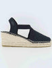 Sandales espadrilles femme en tissu noir avec élastiques Donna Terra Negre
