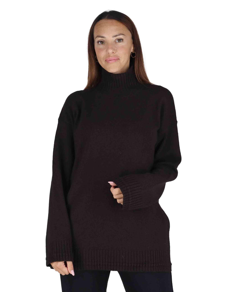 Maglioni donna Cachemire Merinos in misto cachemire marrone con collo alto JQ511274315 40003 Maliparmi 