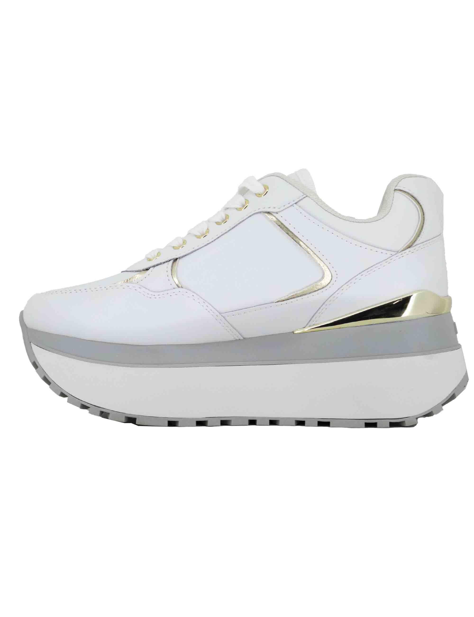 Sneakers Maxi Wonder Plus 01 in pelle bianca con zeppa alta in gomma BF5011P010201111 White Liu-Jo 