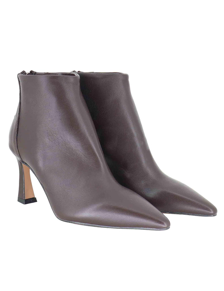 Stivaletti donna in pelle marorne con zip posteriore e tacco alto R786 75 Bianca Di 