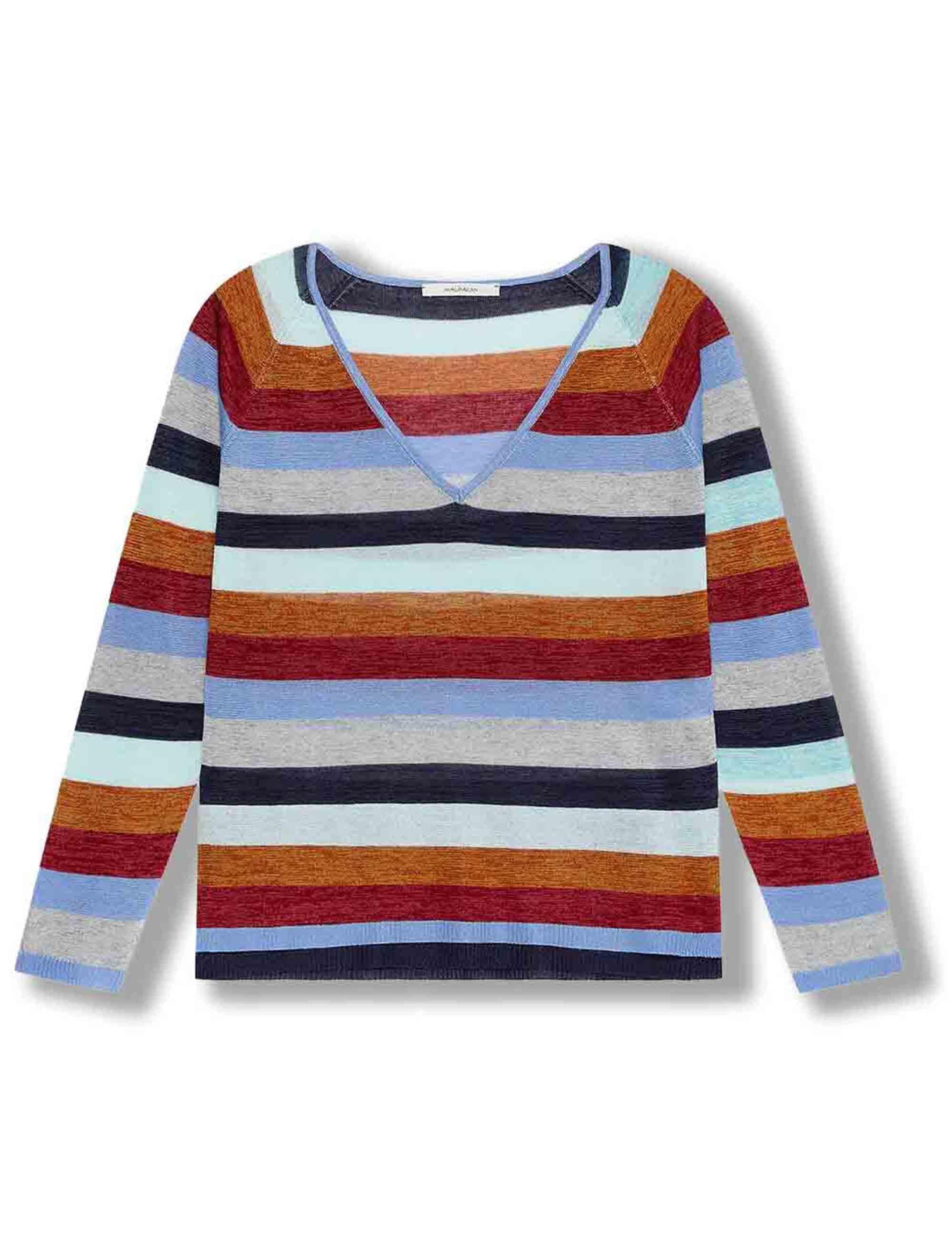 Maglia donna Viscose Fluid in viscosa naturale azzurra e multicolore JQ512177100 81B99 Maliparmi 