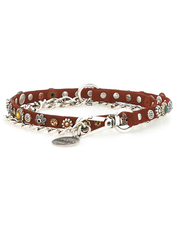 Cinture donna in pelle cuoio con borchie e catena C043290ND X3055 C1502 Campomaggi 