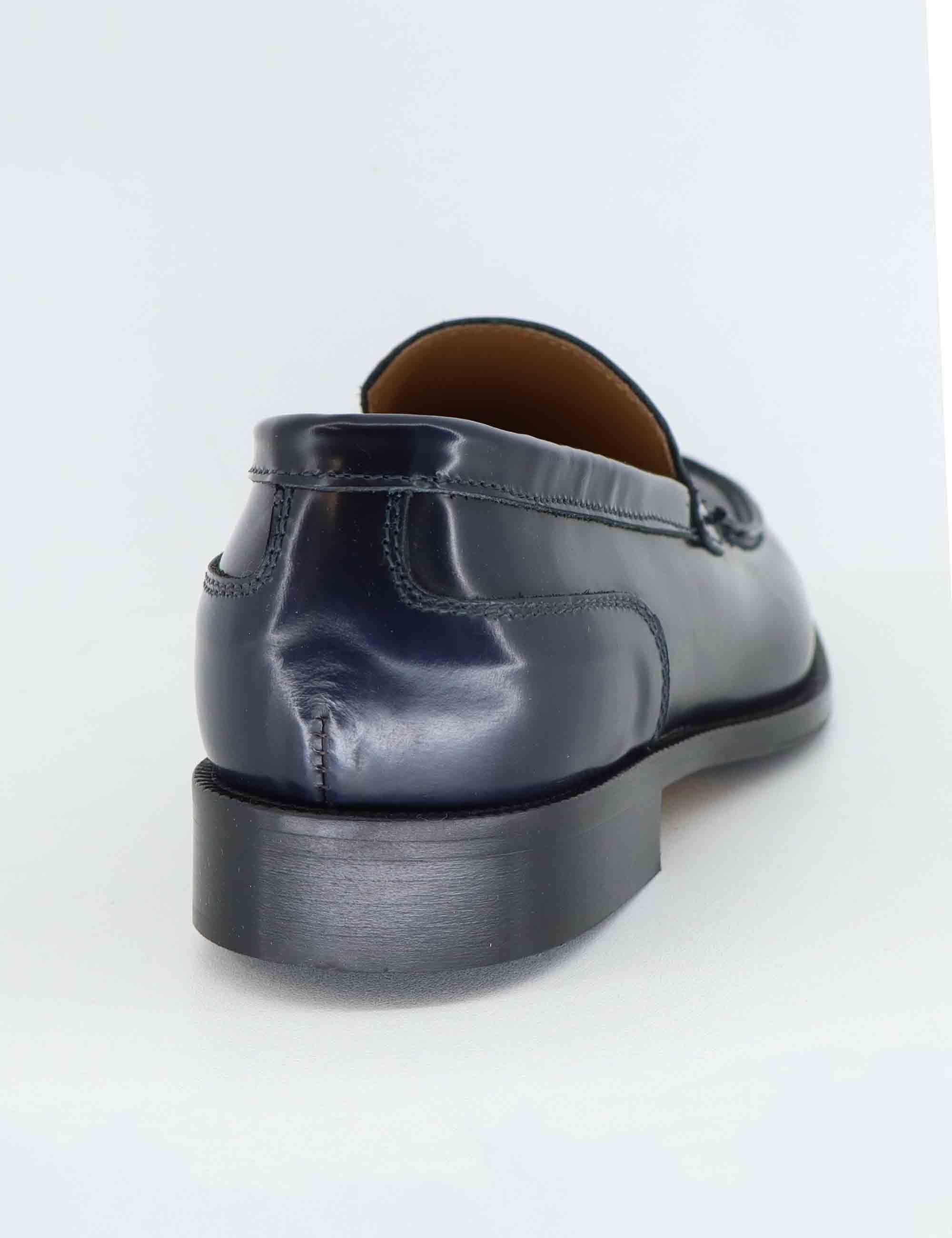 Mocassini uomo in pelle blu con patta liscia SPDU6013 002 Spatarella 