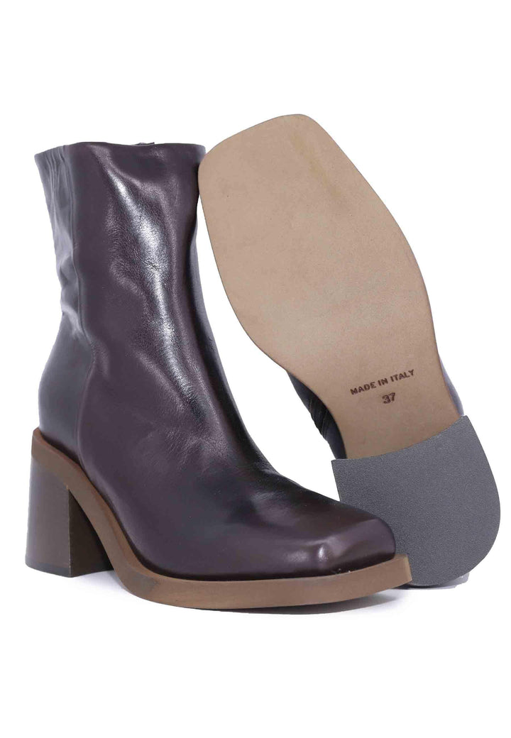 Stivaletti donna in pelle lucida marrone con punta quadra P9183 8 Laura Bellariva 
