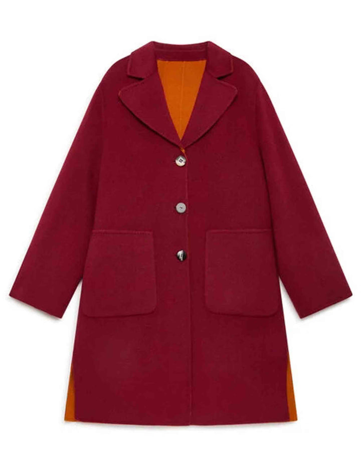 Cappotti donna reversibili Double Wool in lana arancio e fuxia JB539020276 31B33 Maliparmi 