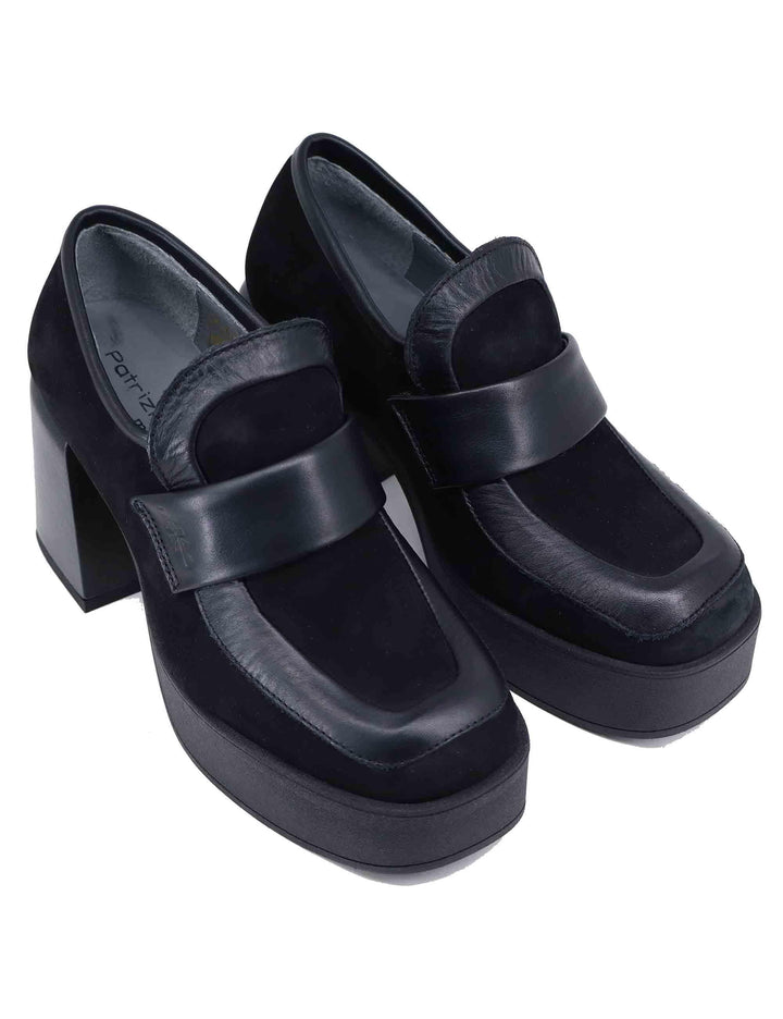 Mocassini donna in camoscio nero tacco alto LORY 001 Patrizia Bonfanti 