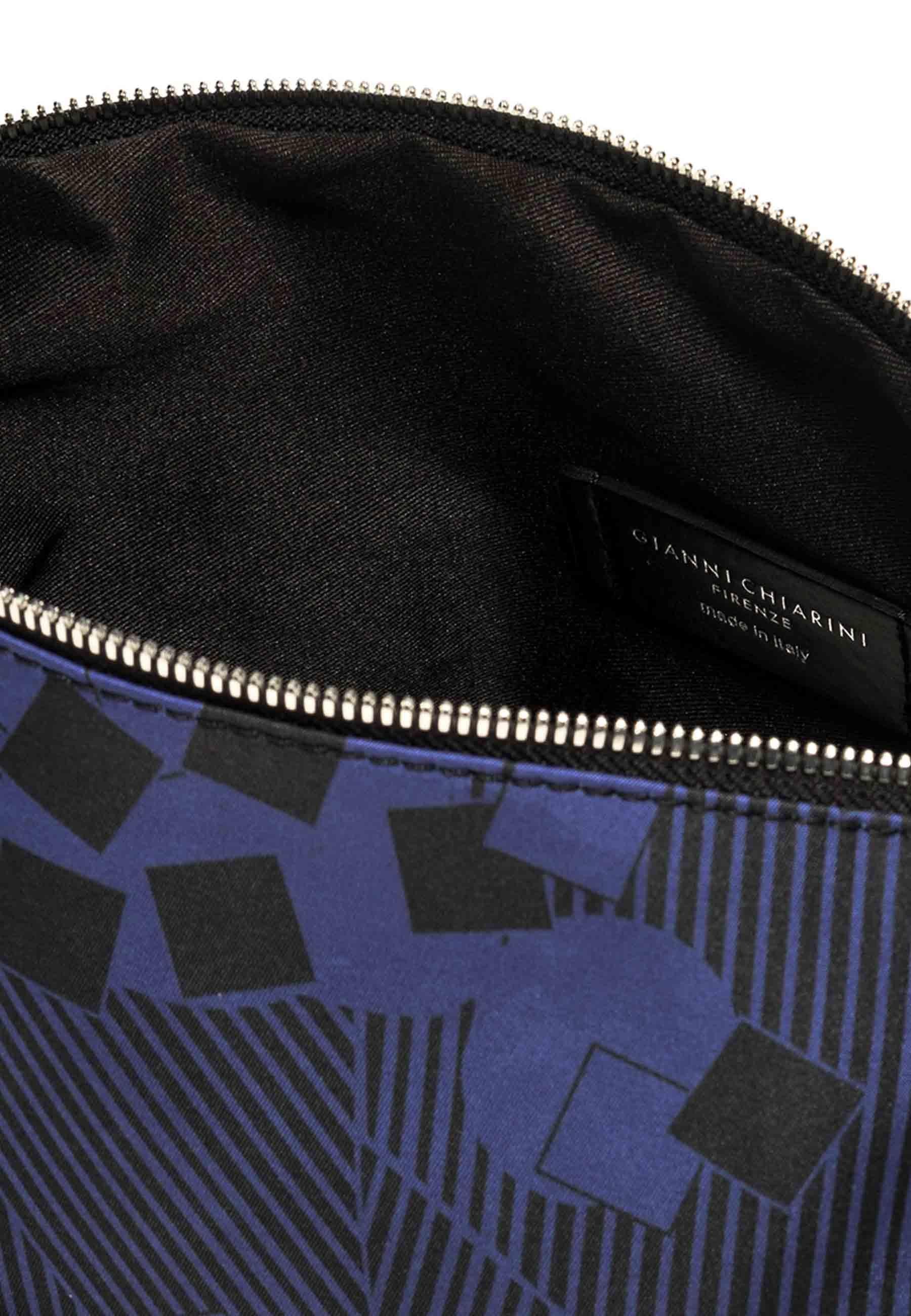 Pochette donna in tessuto fantasia blu con manico e tracolla in pelle SB9390 TOMCUBE Gianni Chiarini 