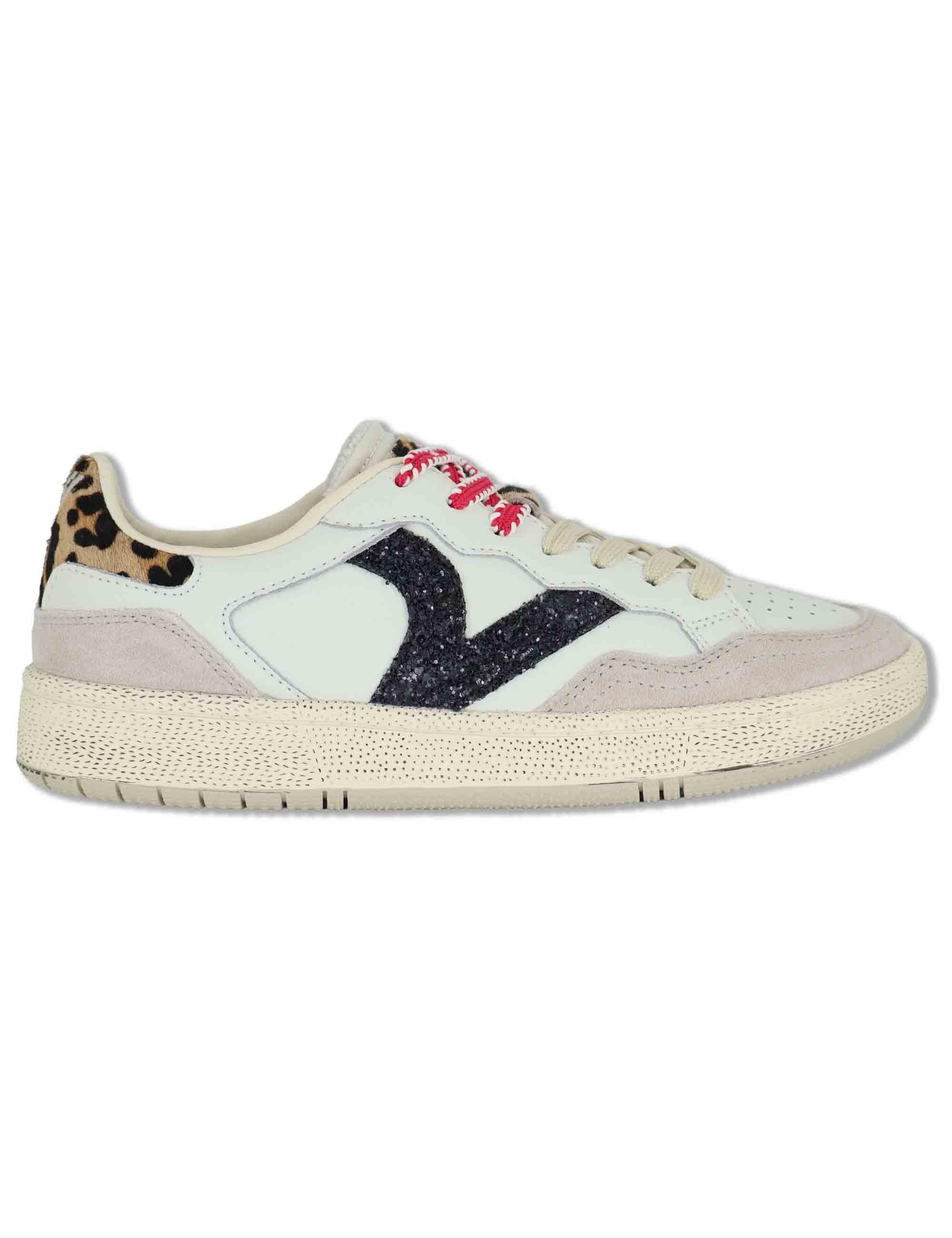 Sneakers donna Smesh in pelle bianca con riporti in contrasto 8806117 20_Blanco Victoria 