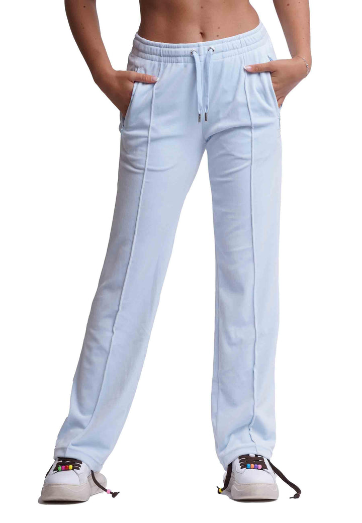 Pantaloni donna Diamond in velluto celeste con strass VEJH70047WPF J11 Juicy Couture 