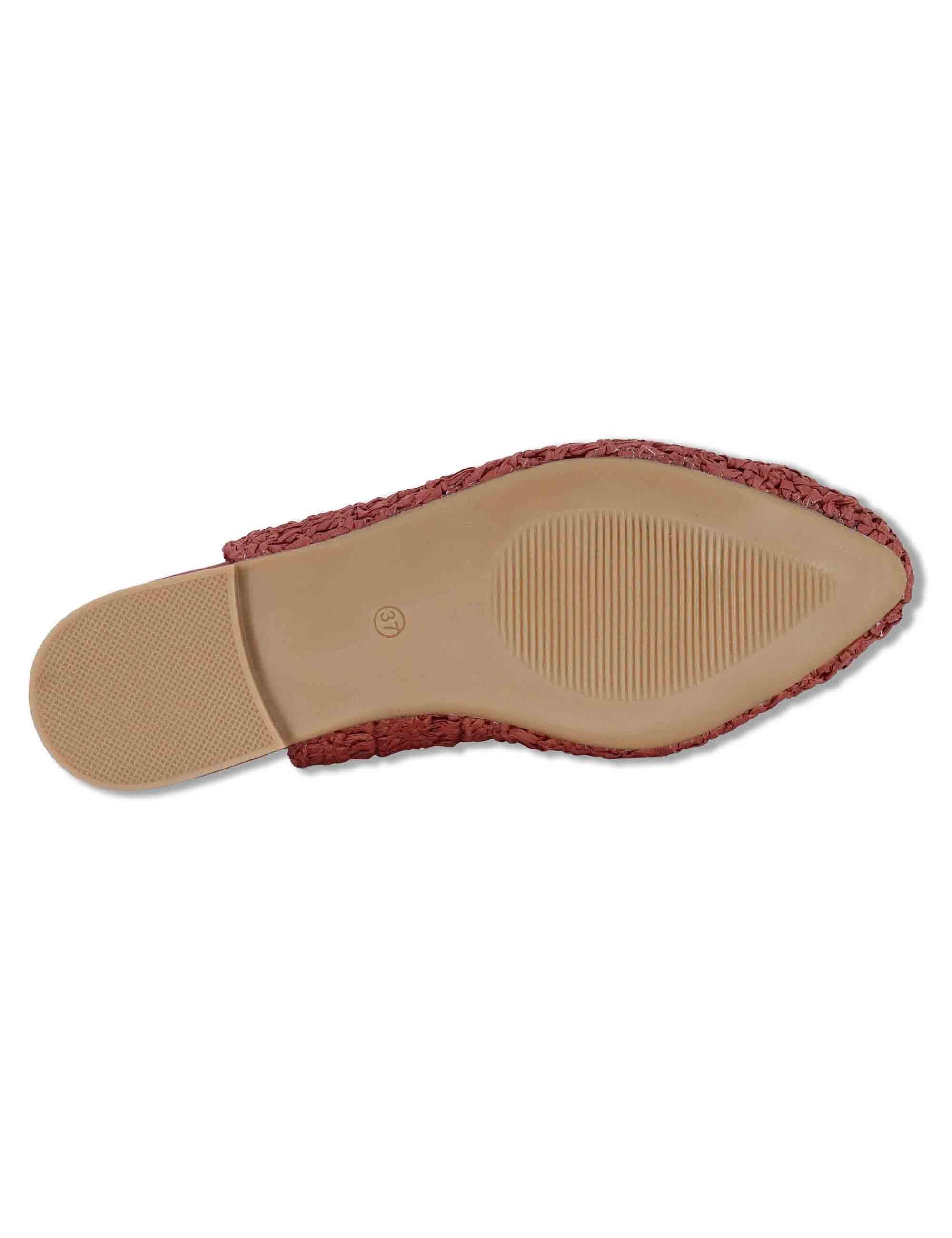 Sligback donna in rafia rossa con cinturino posteriore in pelle e tacco basso SP251425 016 Spatarella 