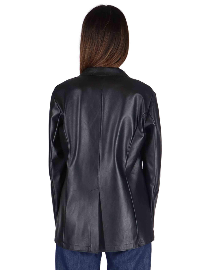 Giacche over donna in pelle nera SP2375 0001 Spatarella 