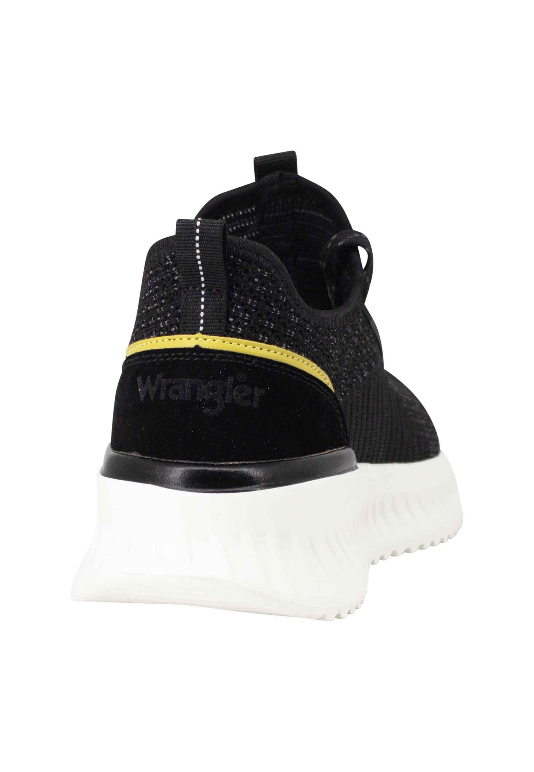 Sneakers uomo Star in tessuto elastico nero con suola alta in gomma WM31100A 062 Wrangler 