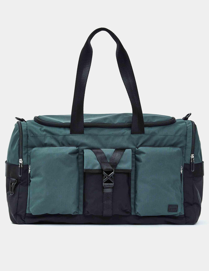 Borsoni Y-Lite in tessuto nero e verde 32x54x27,5 cm con manici tracolle e tasche P10OWB01 A78 Mandarina Duck 