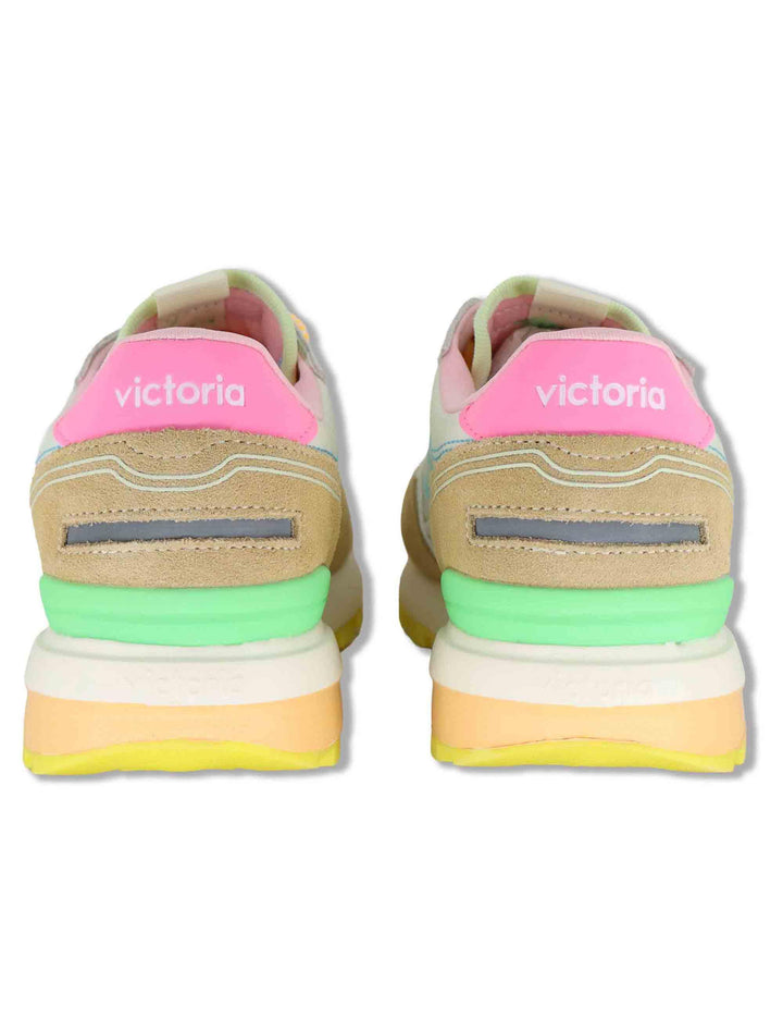 Sneakers donna Luna in nylon e pelle beige con suola running 1156114 80_Beige Victoria 