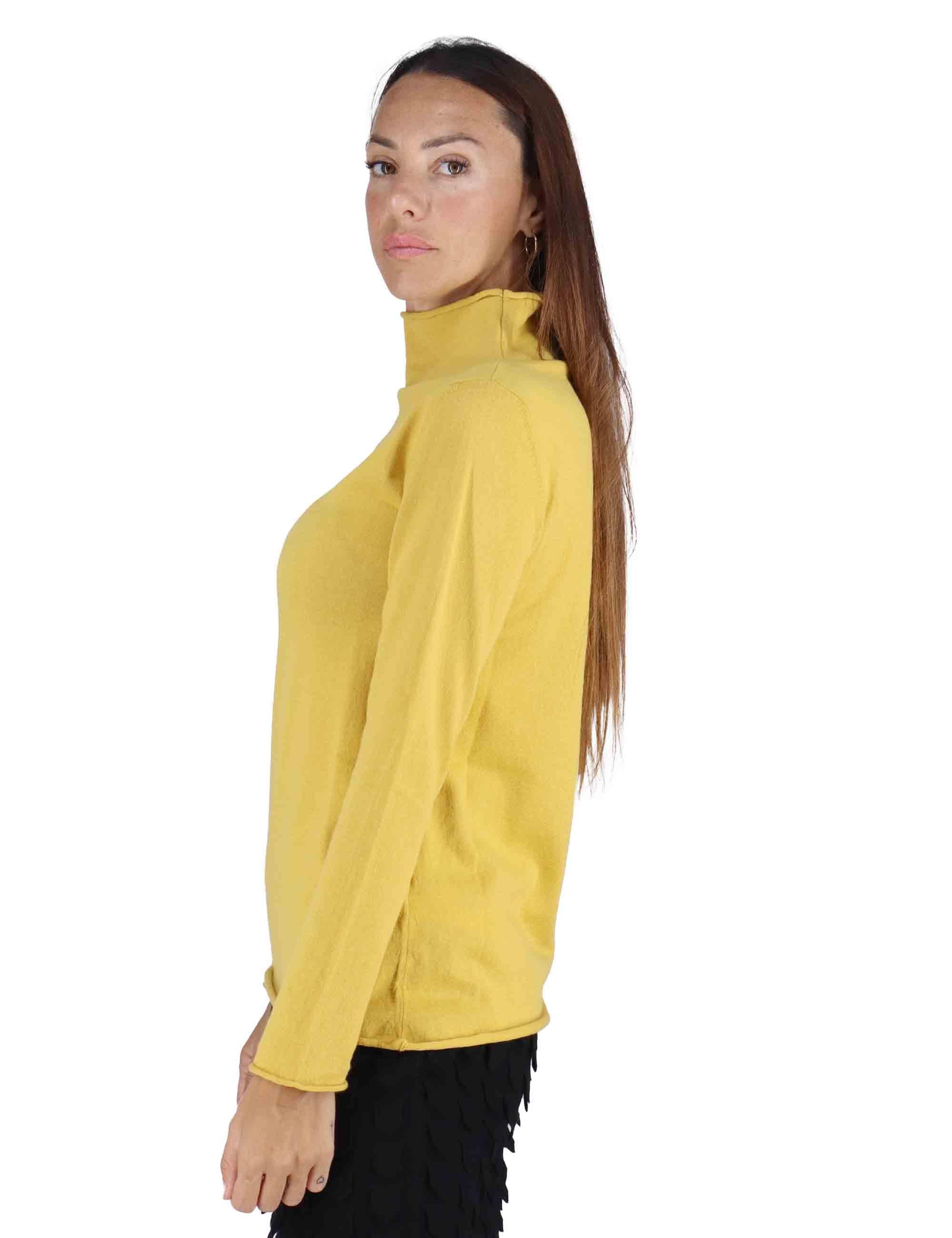 Maglioni donna in lana senape con maniche lunghe e collo alto 3W25-MINA RITEX OCHRE TreBarraBi 