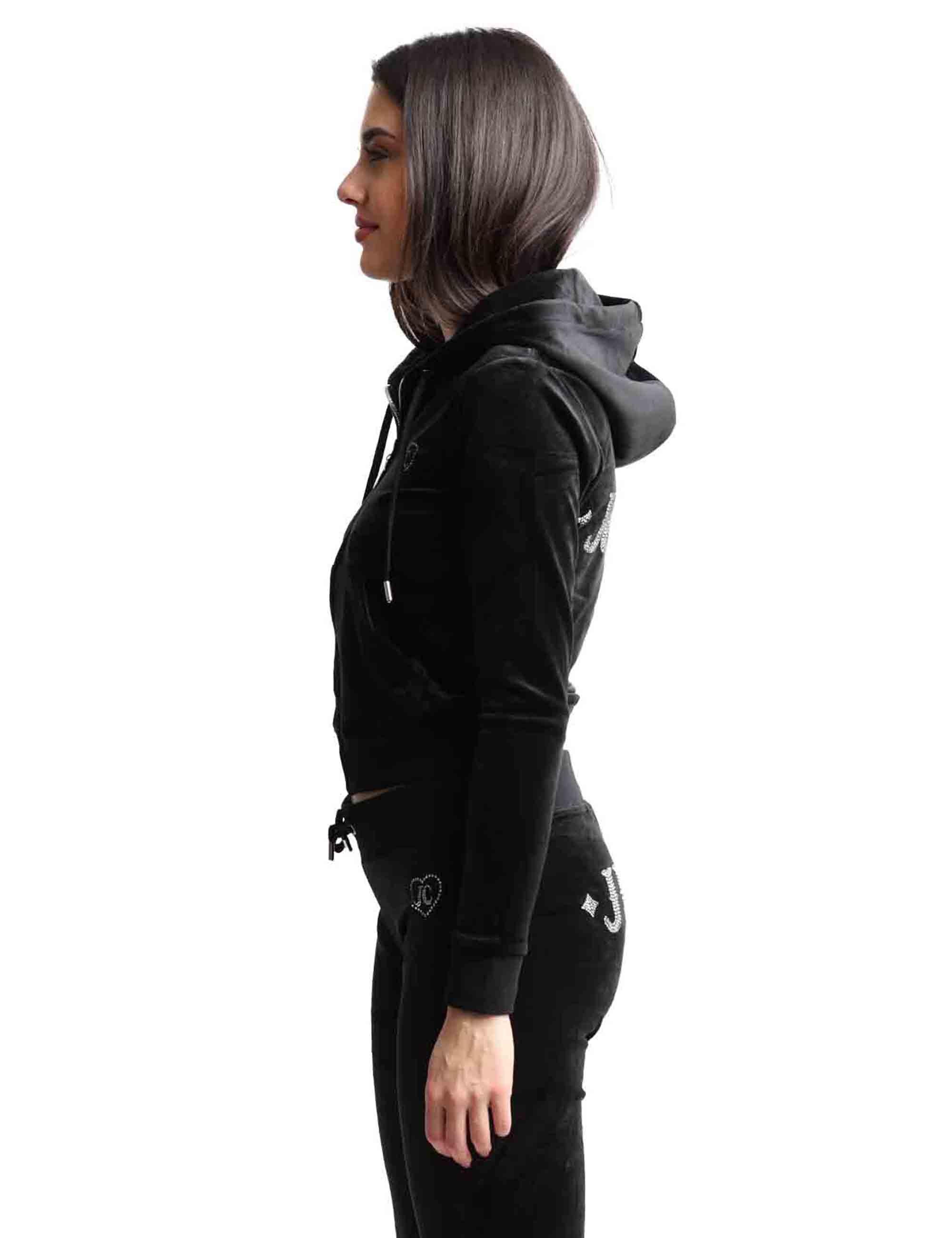 Felpe donna Rodeo Robertson in tessuto nero con cappuccio e zip VEJB70312WPF J00 Juicy Couture 
