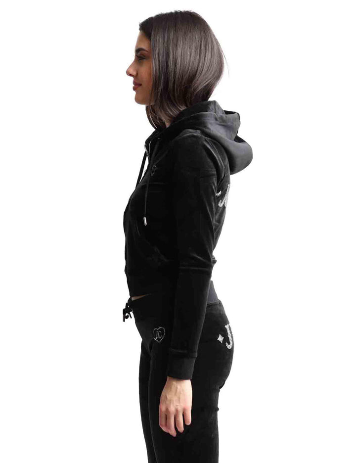 Felpe donna Rodeo Robertson in tessuto nero con cappuccio e zip VEJB70312WPF J00 Juicy Couture 