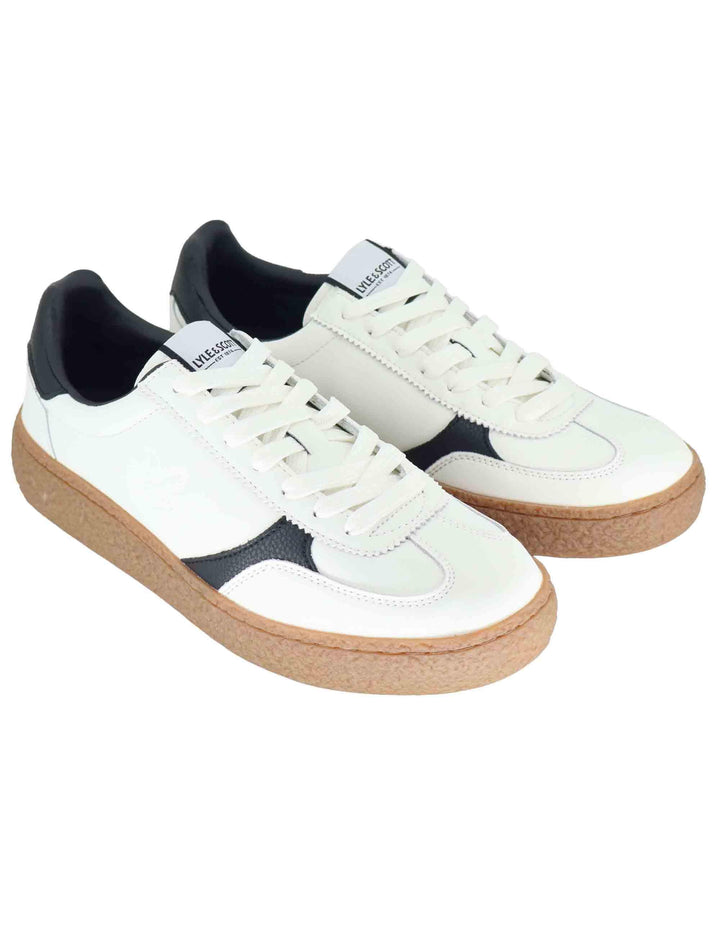 Sneakers uomo in pelle off white con riporti in contrasto e logo laterale ATLANTIDE012 137 Lyle & Scott 