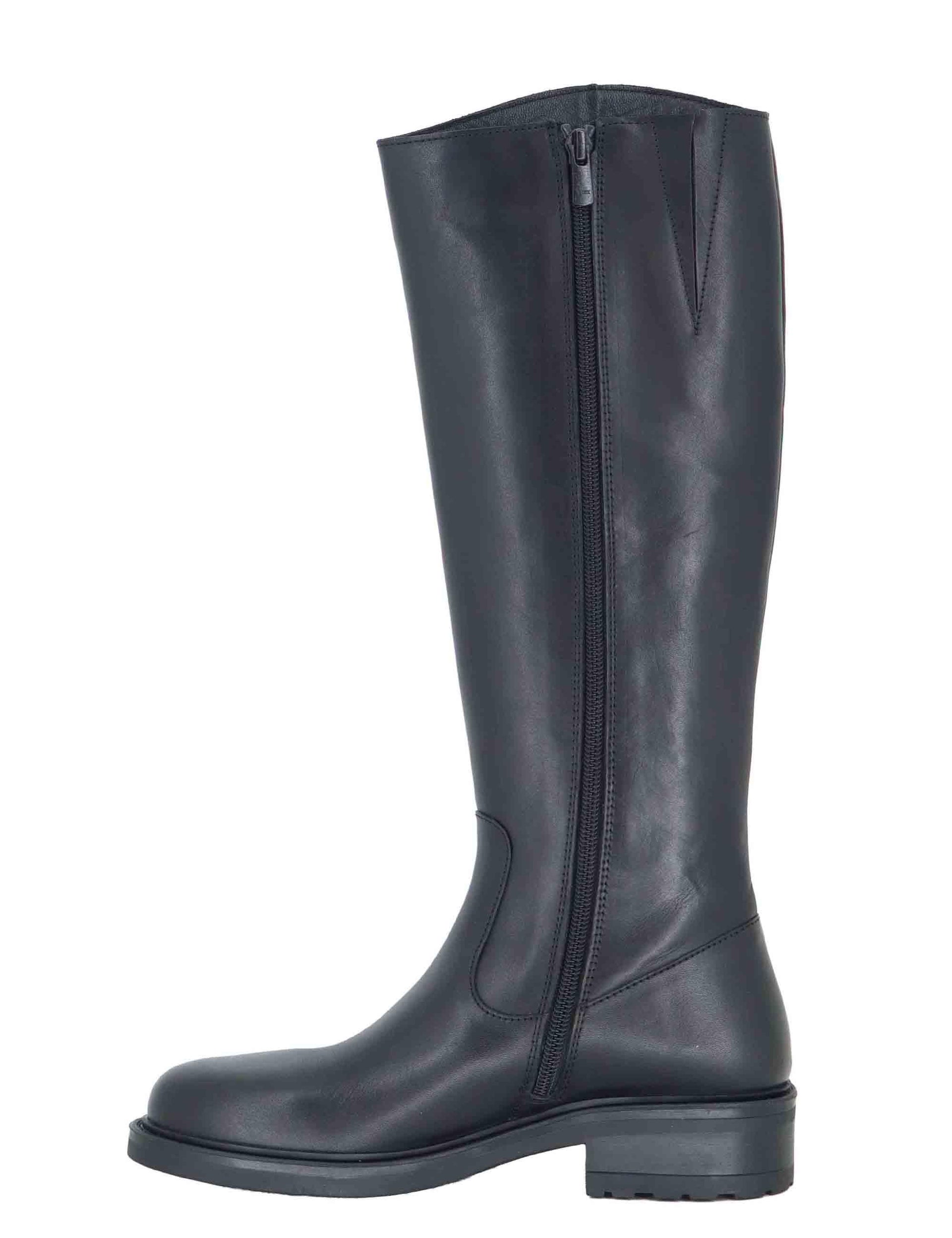 Stivali donna in pelle nera con tacco basso e zip laterale SP56212 001 Spatarella 