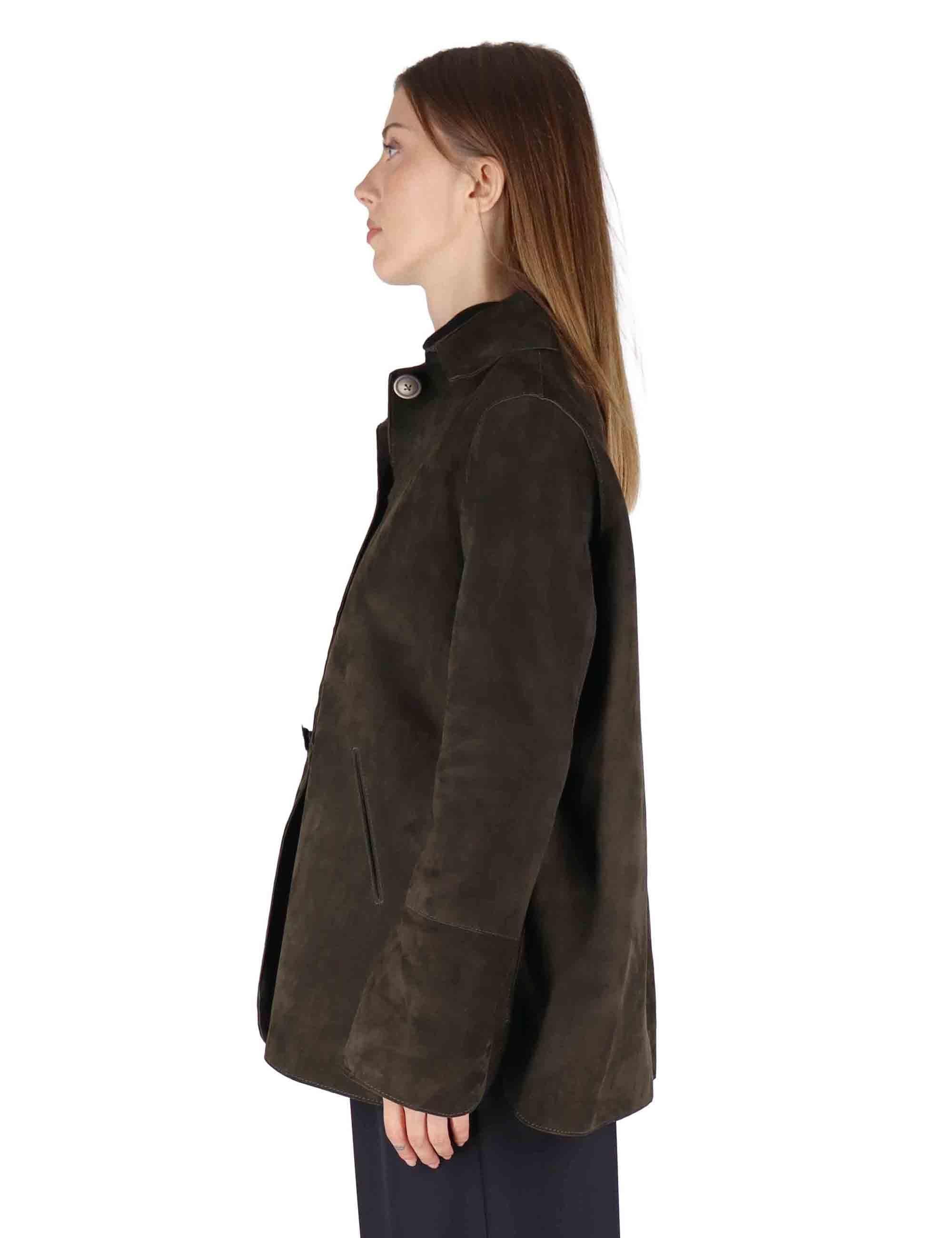 Giacche donna in camoscio verde con bottoni gioiello SP2427 018 Spatarella 