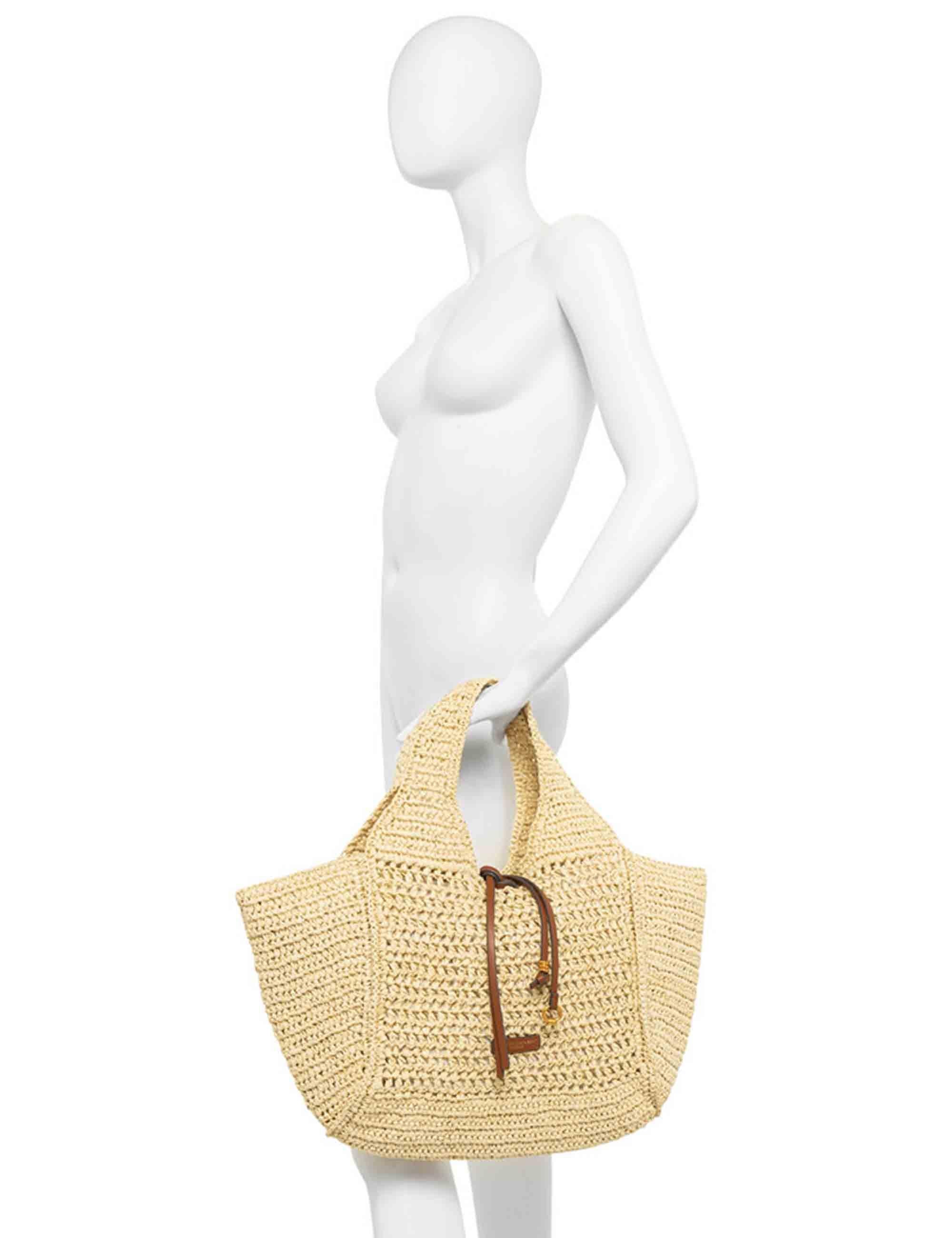 Borse donna Nefeli in rafia nera con chiusura cordoncino BS11953 COMM STR-CRCH 001 Gianni Chiarini 