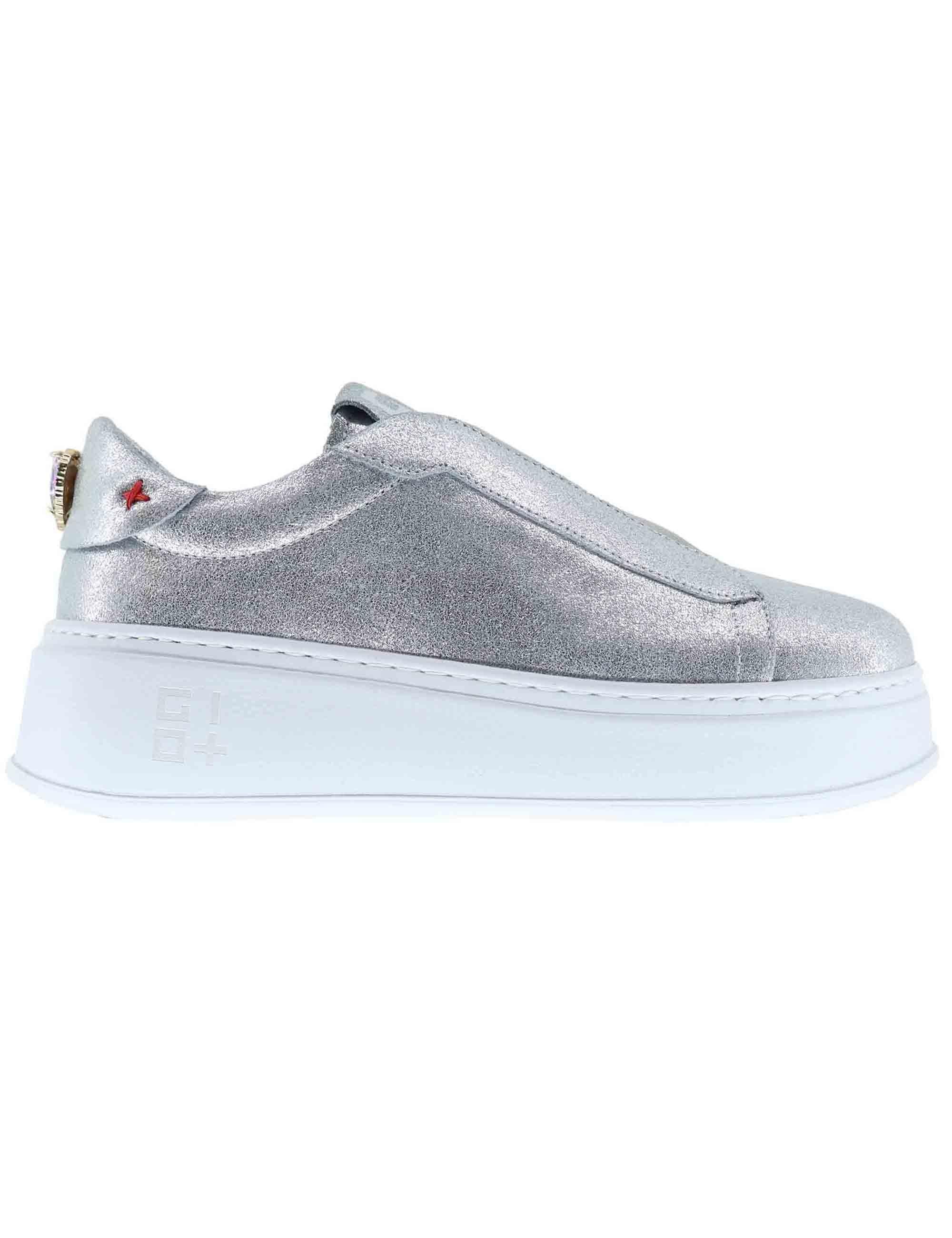 Sneakers donna in pelle argento NILA 06 Gio + 