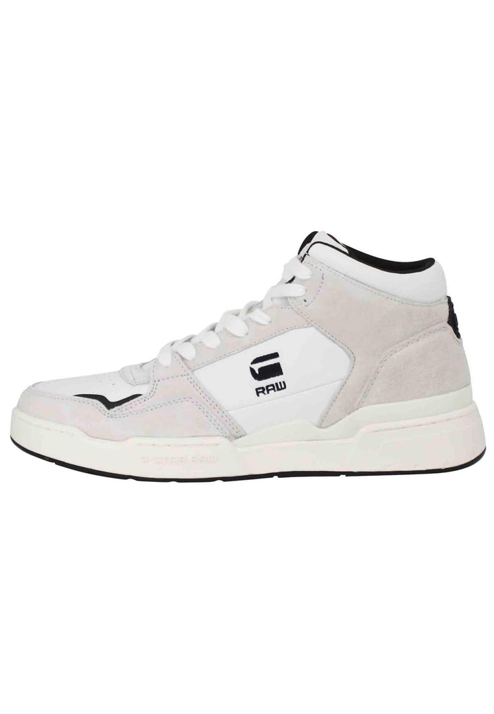 Sneakers a stivaletto uomo Attacc Mid in pelle bianca con riporti neri 2212 040711 1000 G-Star Raw 