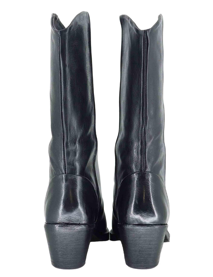 Stivali texani donna in pelle nera con tacco medio 252-21-14 BLACK Zolfo 