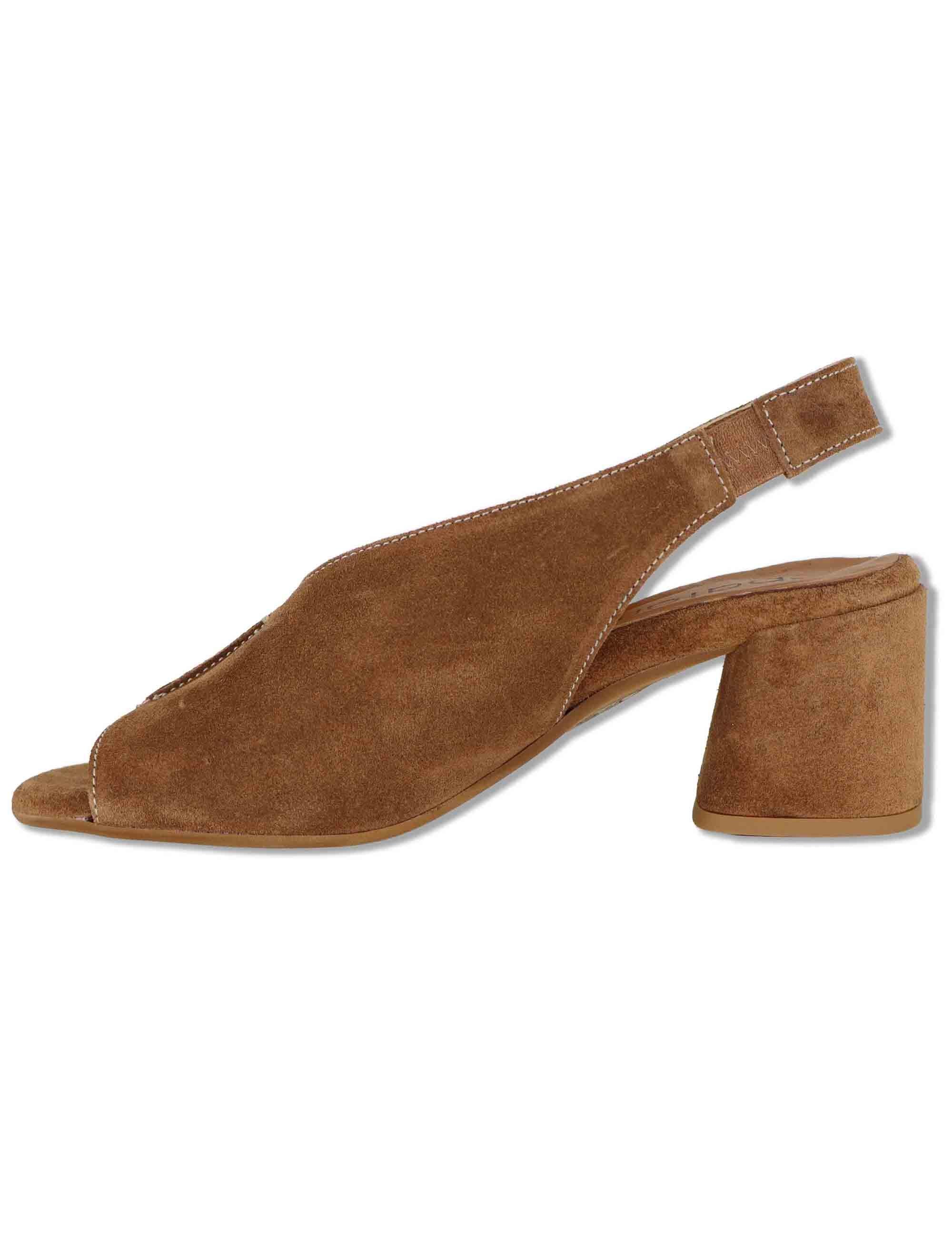 Sandali donna in camoscio cuoio con tacco medio in camoscio SP8220 014 Spatarella 