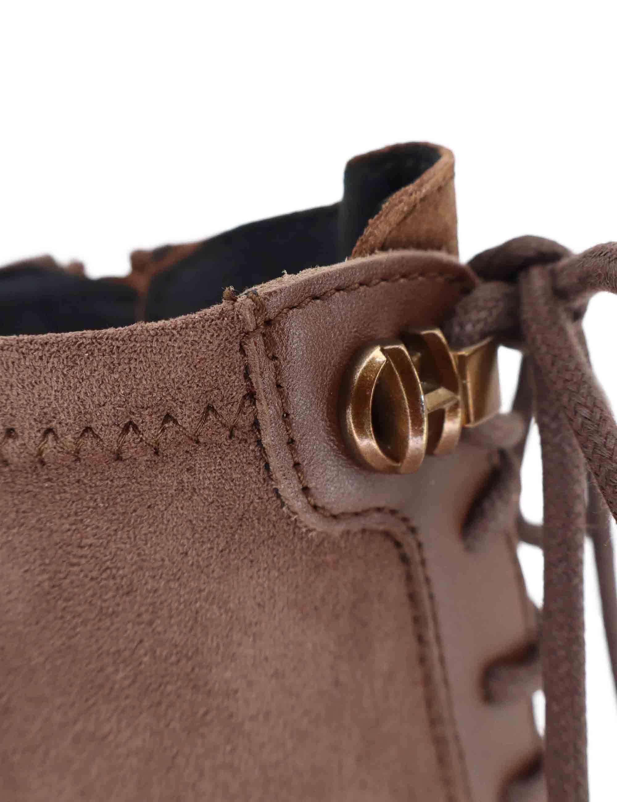 Stivaletti donna in pelle e tessuto marrone con tacco alto HI254231 C005 Hispanitas 