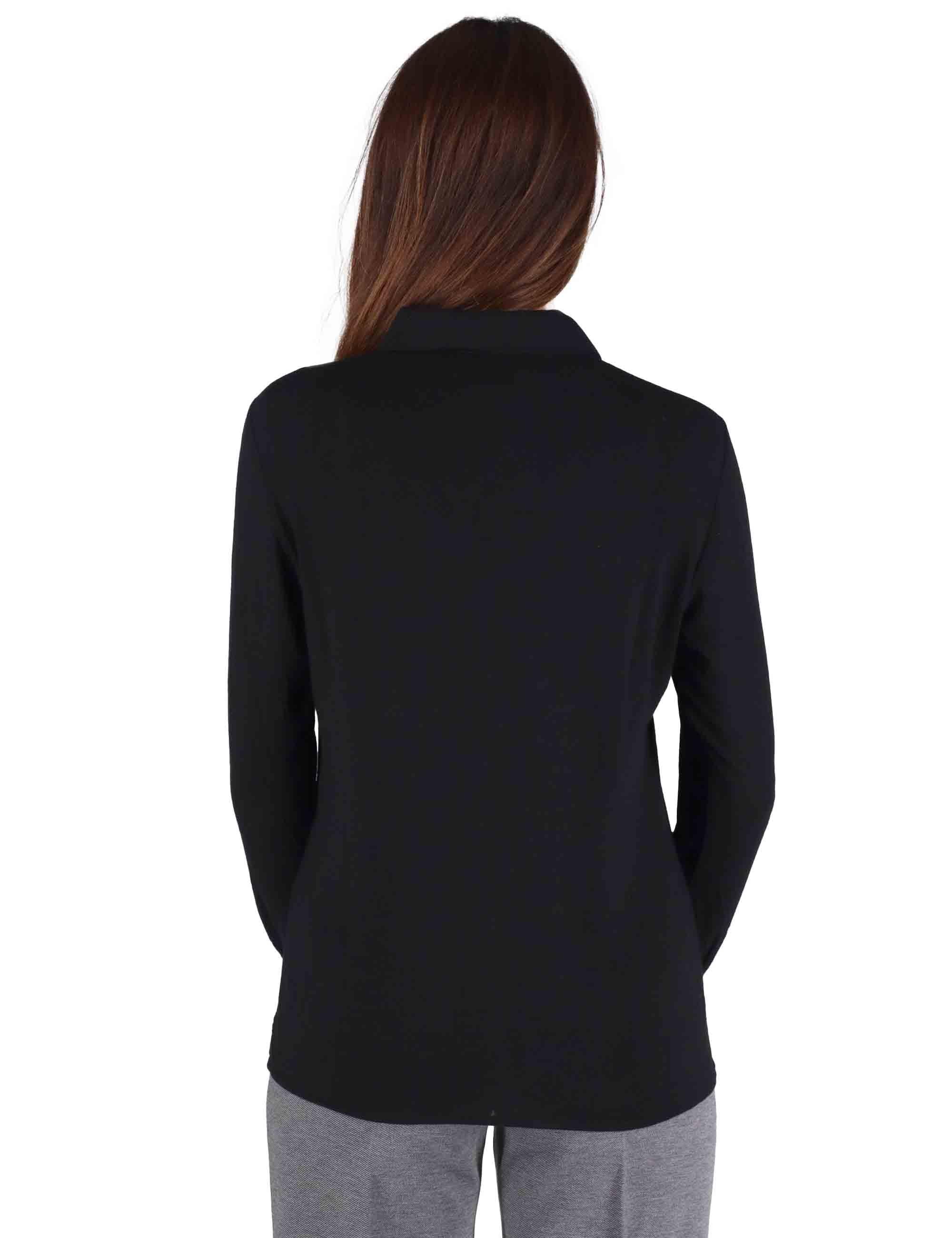 Camicie donna in jersey nero a maniche lunghe JABCM0025-F1050 9999 Justmine 