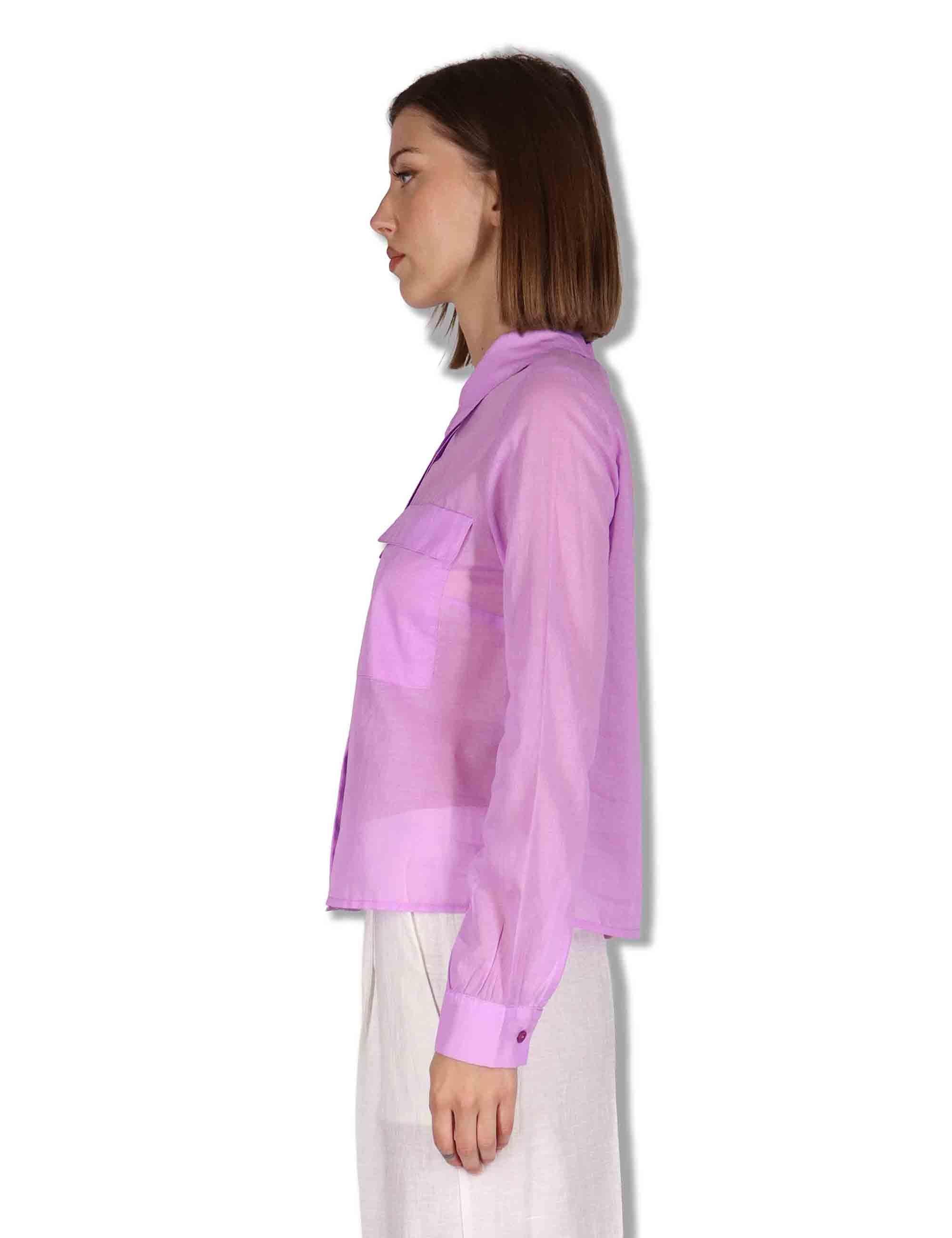 Camicie donna in puro cotone lilla con tasconi e maniche lunghe JABCM0001-F1493-1230 3110 Justmine 