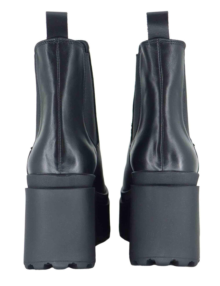 Stivaletti beatles donna in pelle nera con zeppa alta in gomma JOLLY 8 001 Tattoo 