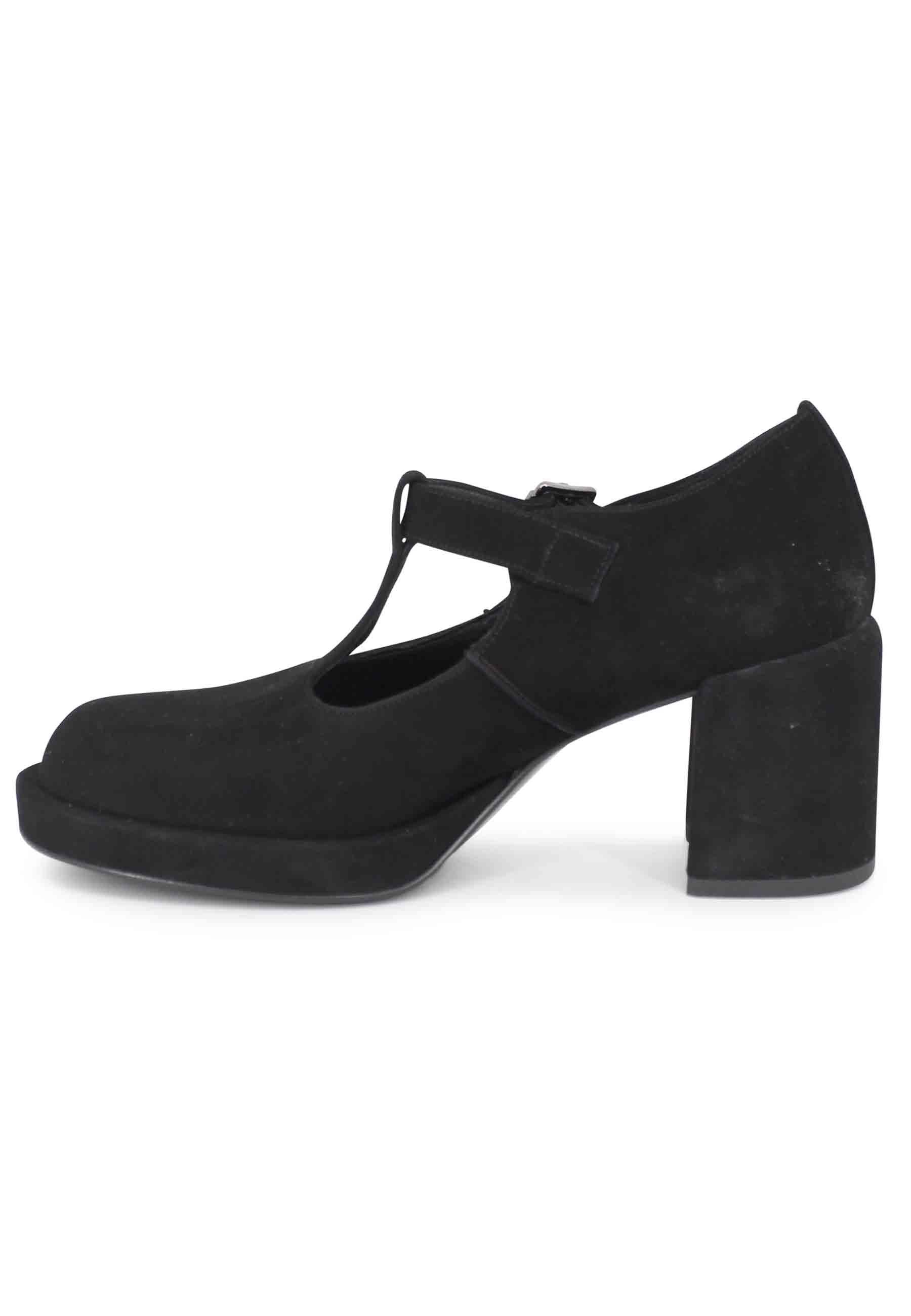 Decollete donna in camoscio nero con tacco e plateau SP769 001 Spatarella 