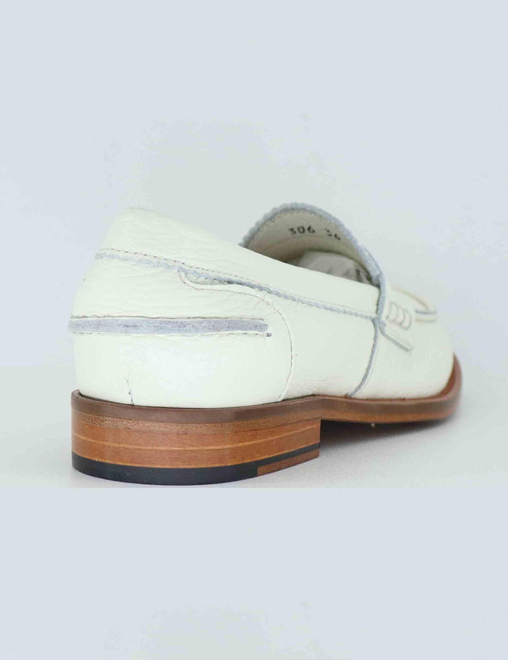 Mocassini donna in pelle bianca con suola in cuoio SPD306 003 Spatarella 