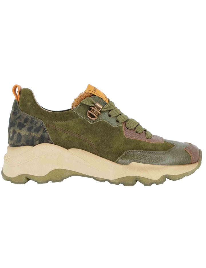 Sneakers donna in camoscio verde e suola alta in gomma CHI254320 C002 Hispanitas 