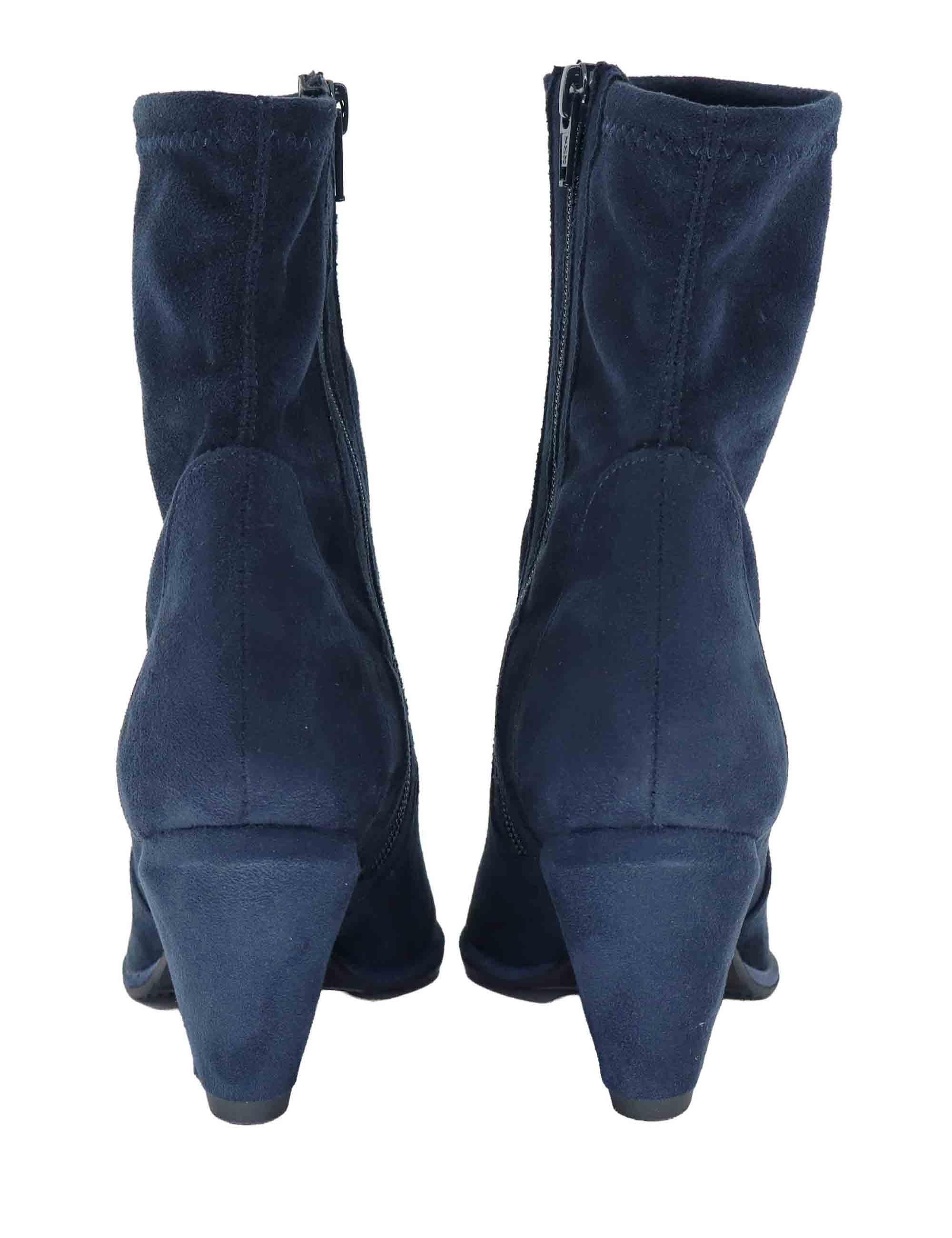 Stivaletti donna in alcantara blu con zip laterale SP1030 002 Spatarella 