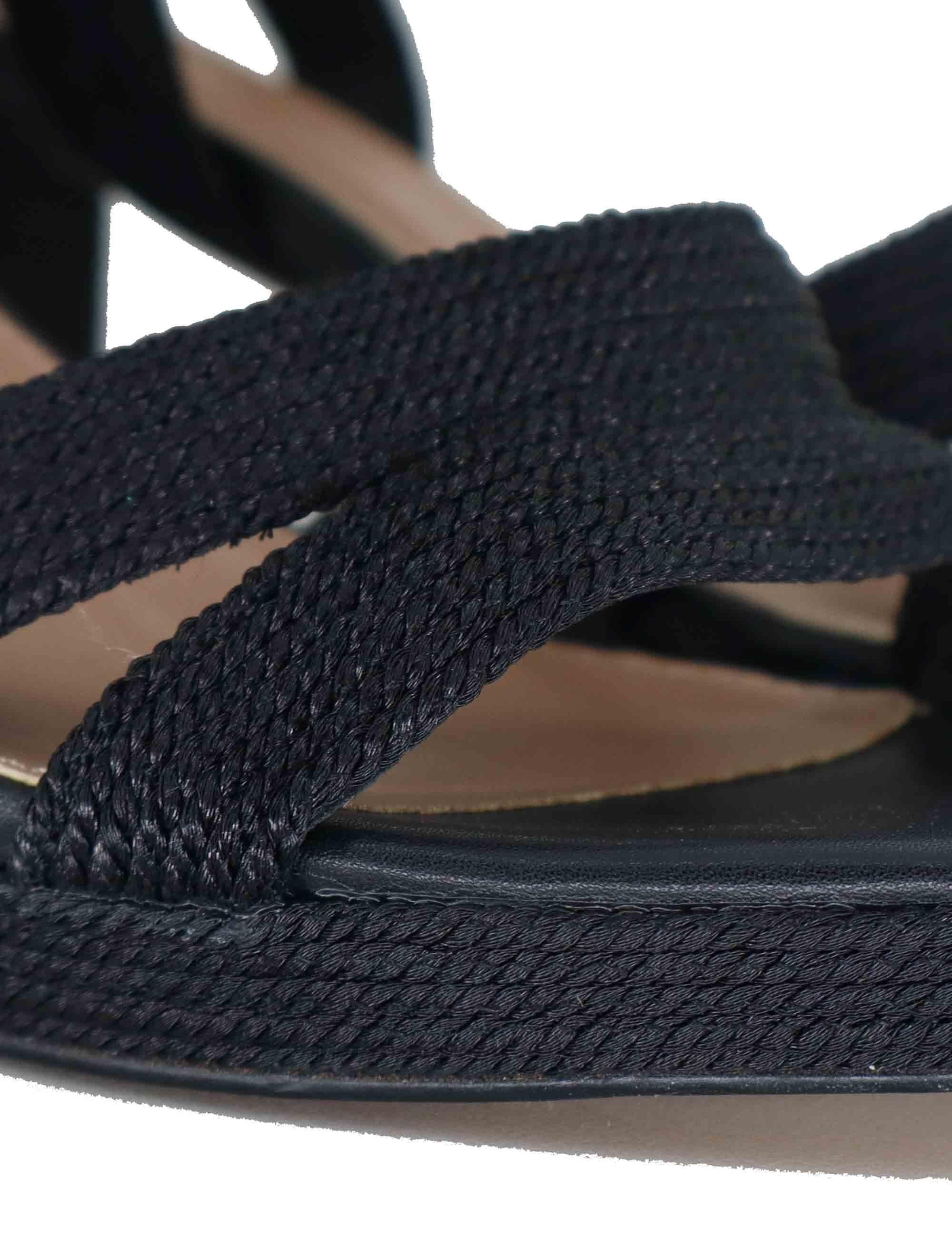 Sandali donna in rafia nera con tacco alto e cinturino alla caviglia LUISA-777 993-01 Exe 