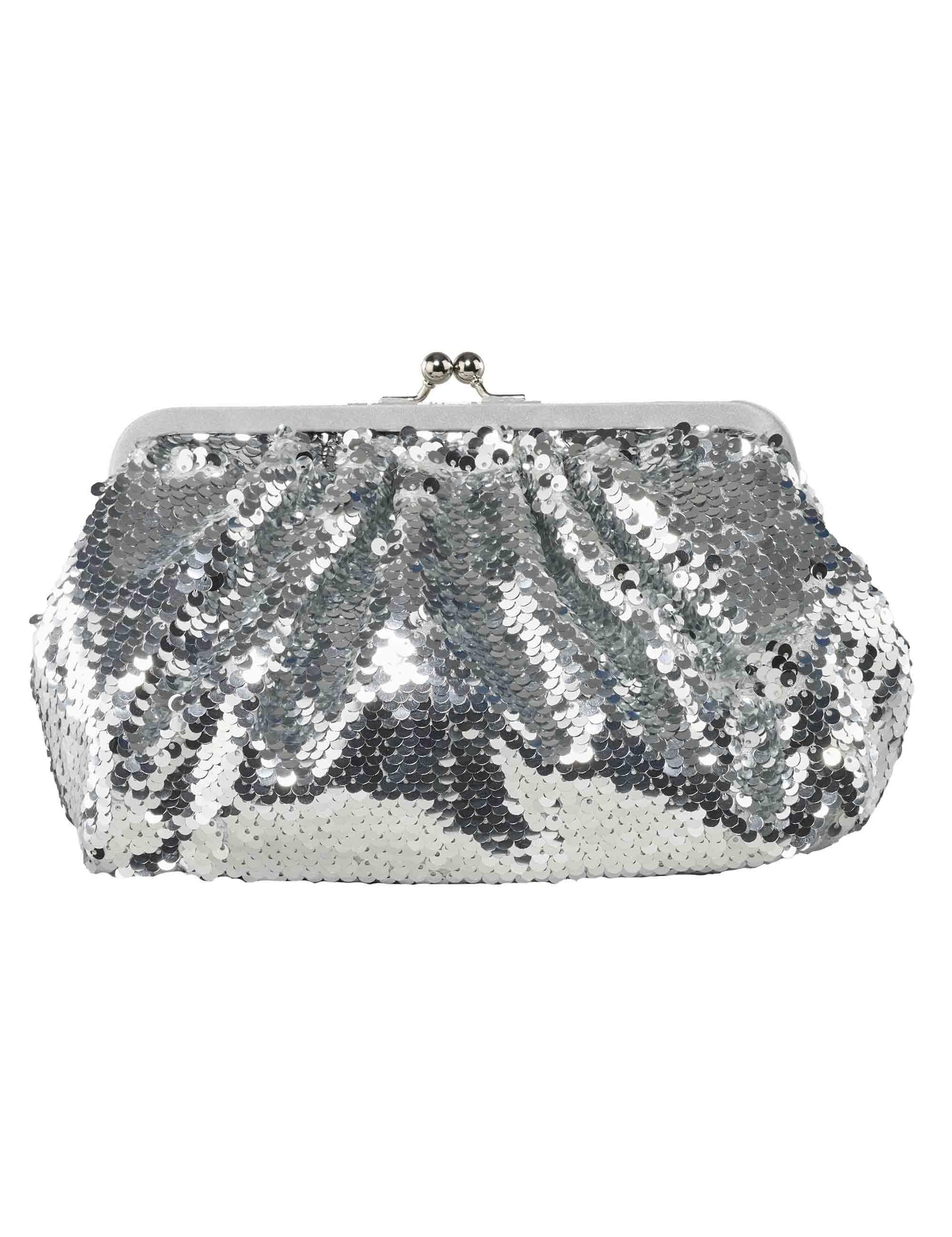 Borse donna in paillettes argento con catena ACA654 ARGENTO Anna Cecere 