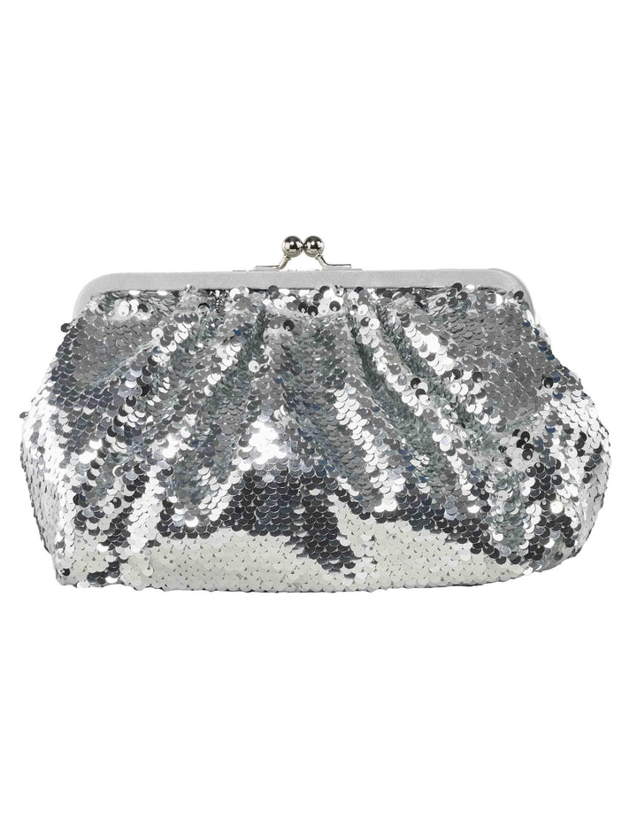 Borse donna in paillettes argento con catena ACA654 ARGENTO Anna Cecere 