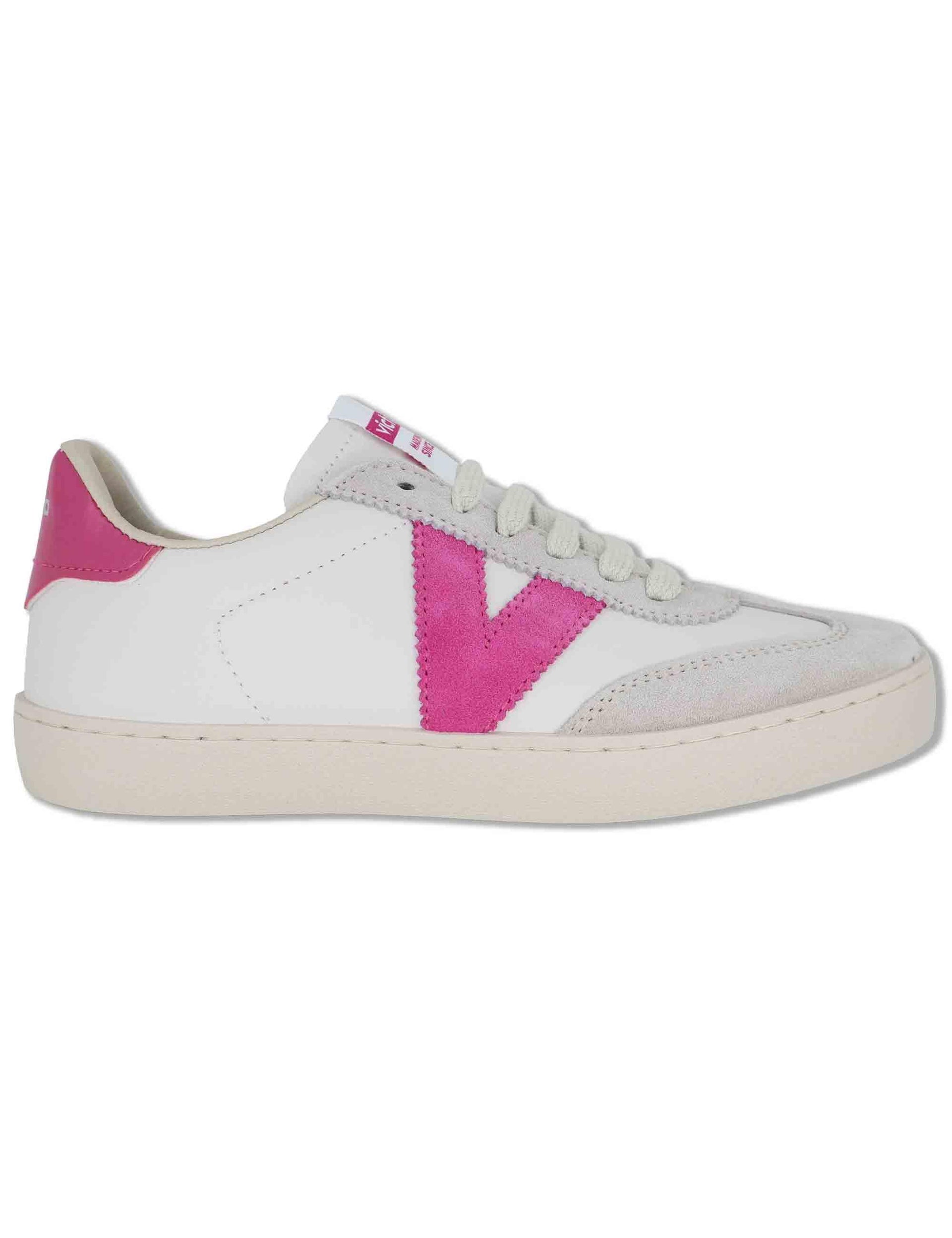 Sneakers donna Berlin in pelle bianca e fuxia 1126184 43_Fucsia Victoria 