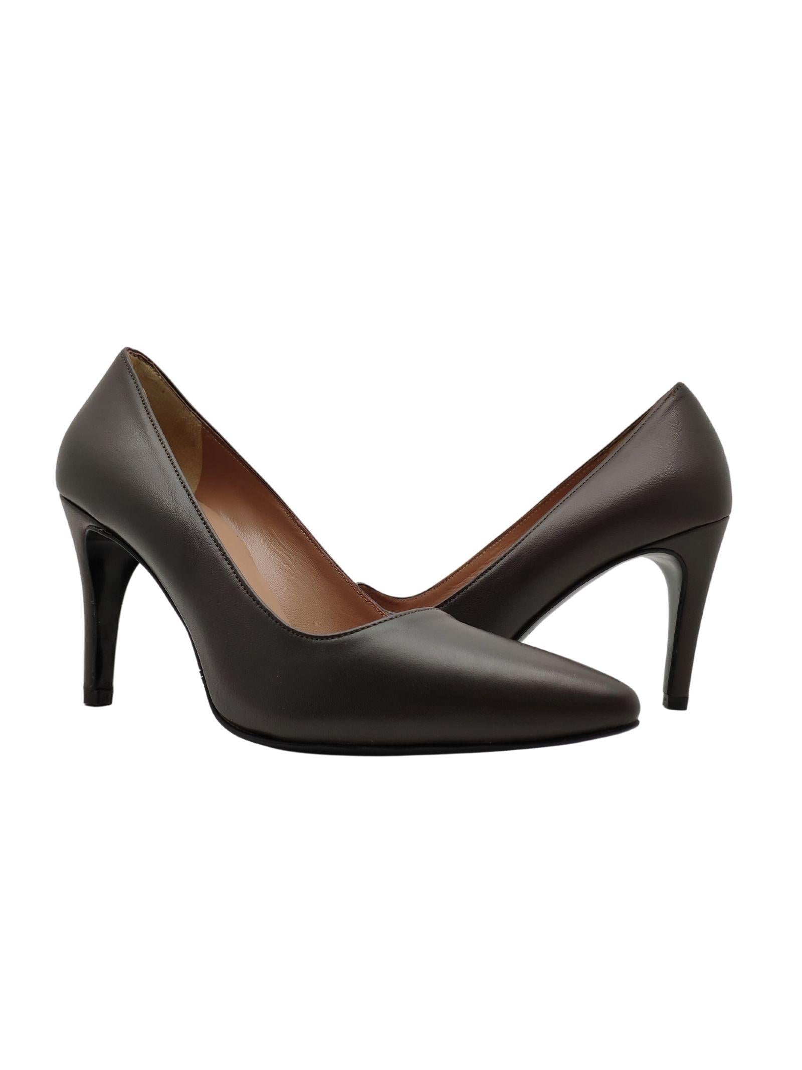 Calzature Donna Décolleté In Pelle Tortora Con Tacco Alto M502 TORTORA Spatarella 