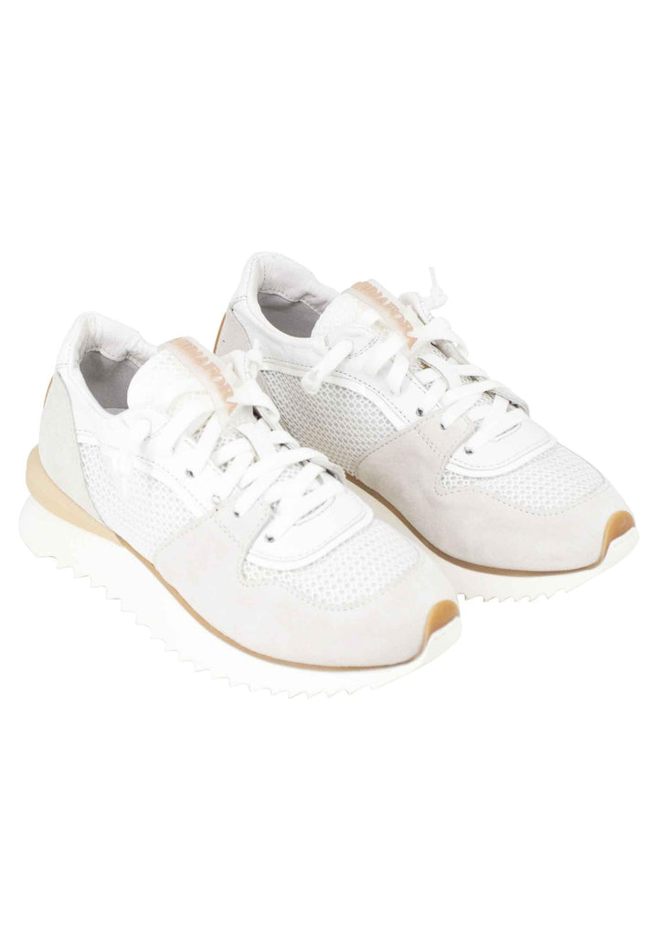 Sneakers donna in pelle e tessuto bianco fondo running RUFFLE 101 Andia Fora 